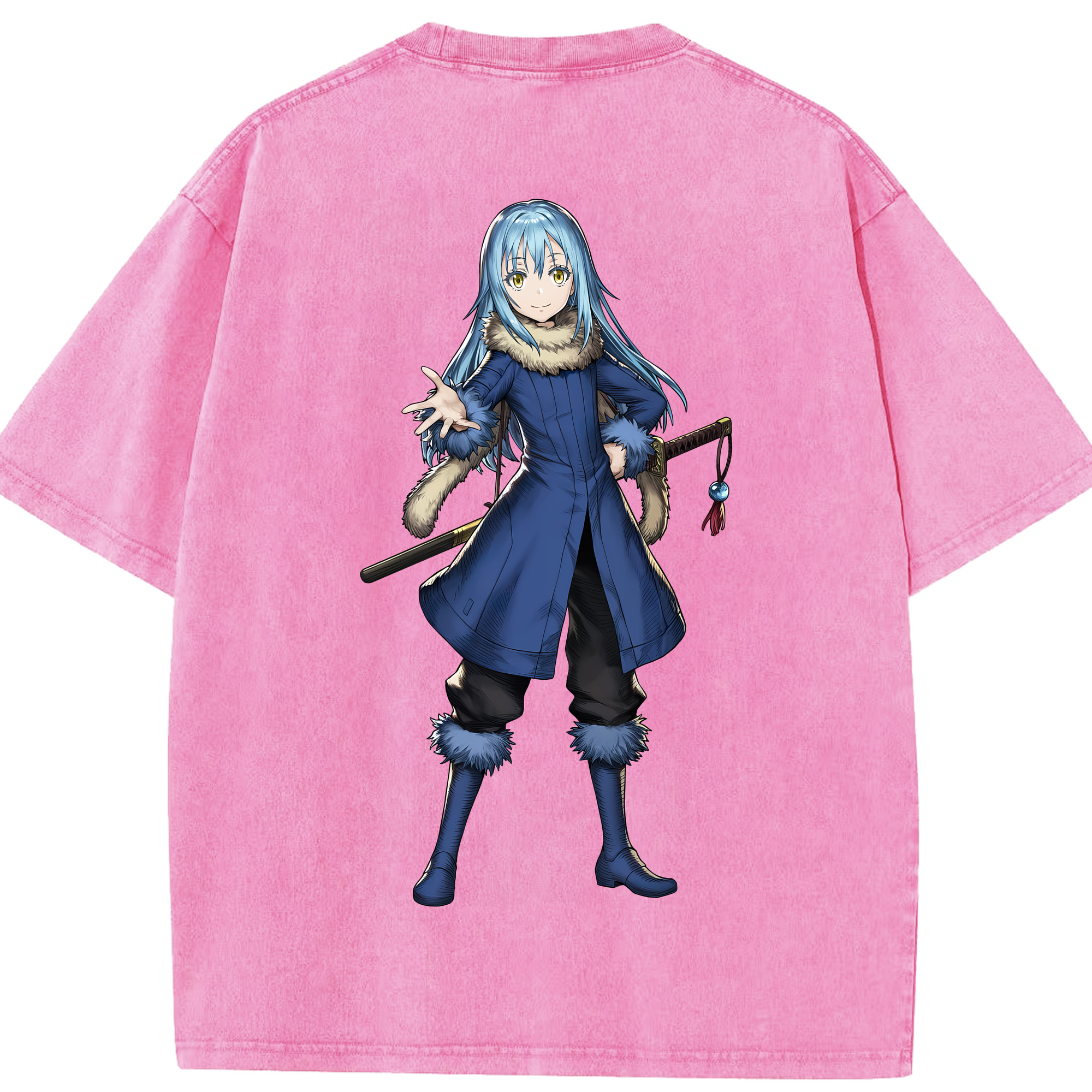 （画像用） 転スラ Regarding Reincarnated to Slime 綿100% ヴィンテージ風 半袖Tシャツ（背面プリント）